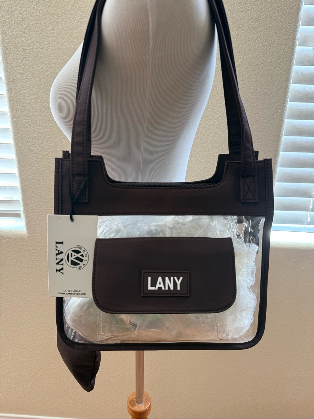 NWT LANY Brown Clear Tote Bag come with Coin Pouch